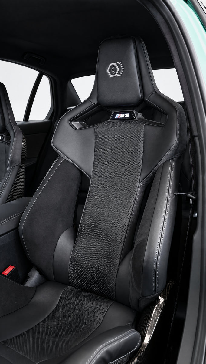 BMW G8X gloss black seat badges